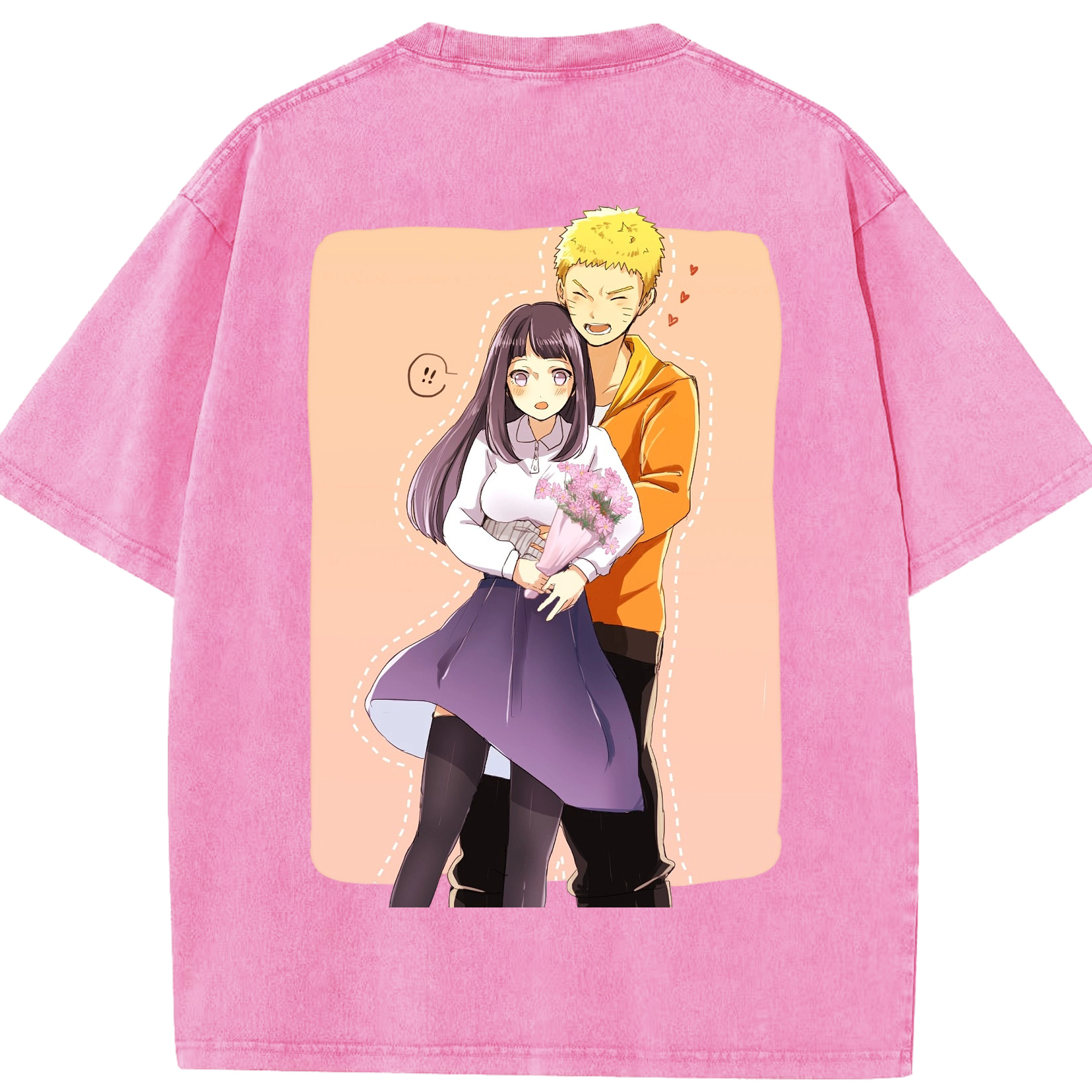 （画像用） NARUTO -ナルト- 日向ヒナタ Hyūga Hinata 綿100% ヴィンテージ風 半袖Tシャツ（背面プリント）